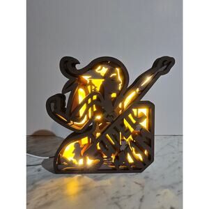 SUPER MOM Decorative Wooden Lamp - Cutout Design Mother's Day Gift LED Light